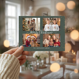 Cartão Postal De Festividades Elegant Four Photo Christmas Card