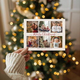 Cartão Postal De Festividades Elegant Marble Christmas Photo Collage