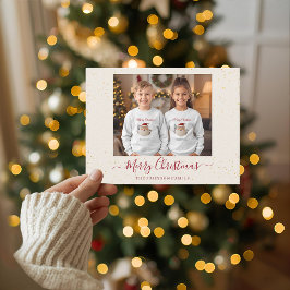 Cartão Postal De Festividades Elegant Marble Single Photo Christmas Card