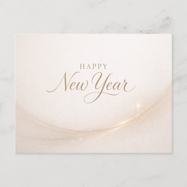 Cartão Postal De Festividades Elegant Minimalist Gold Script Happy New Year (Frente)