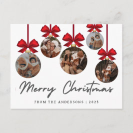 Cartão Postal De Festividades Elegant Modern Christmas Family 5 Ornament Photo