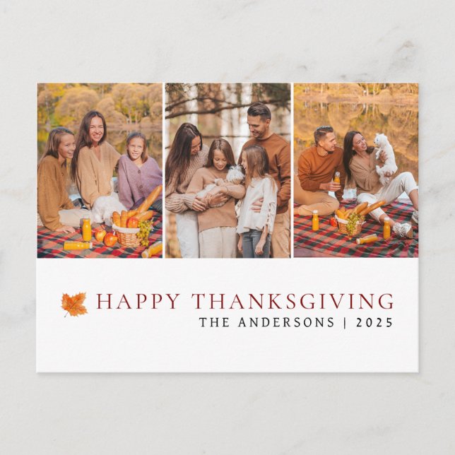 Cartão Postal De Festividades Elegant Modern Happy Thanksgiving Autumn 3 Photo (Frente)