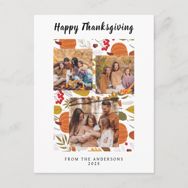 Cartão Postal De Festividades Elegant Modern Happy Thanksgiving Autumn Photo (Frente)