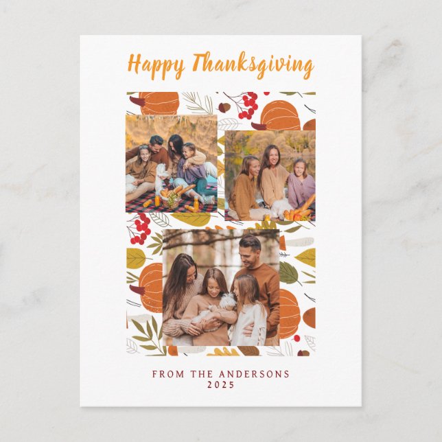 Cartão Postal De Festividades Elegant Modern Happy Thanksgiving Autumn Photo (Frente)