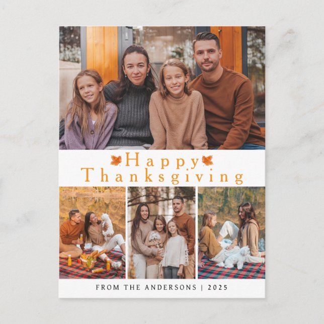 Cartão Postal De Festividades Elegant Modern Happy Thanksgiving Autumn Photo (Frente)