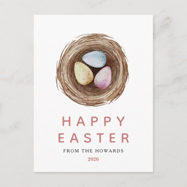 Cartão Postal De Festividades Elegant Modern Simple Easter Eggs | Happy Easter (Frente)