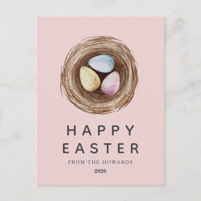 Cartão Postal De Festividades Elegant Modern Simple Easter Eggs | Happy Easter (Frente)