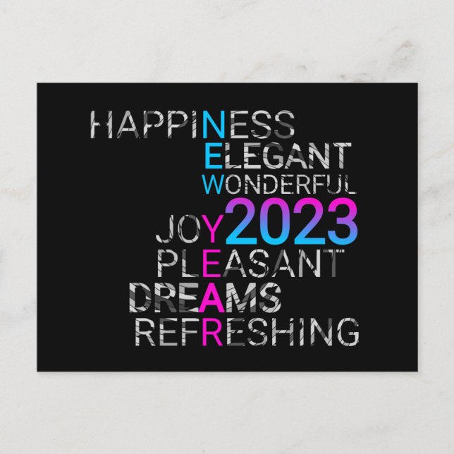 Cartão Postal De Festividades elegant new year 2023 quotes sayings (Frente)