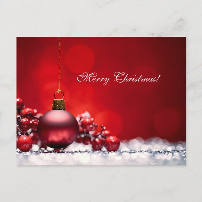 Cartão Postal De Festividades Elegant Red Christmas Candle OrnamentGreeting Card (Frente)