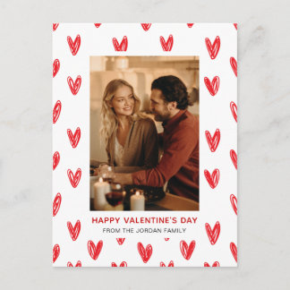 Cartão Postal De Festividades Elegant Red Hearts Happy Valentine's Day 1 Photo