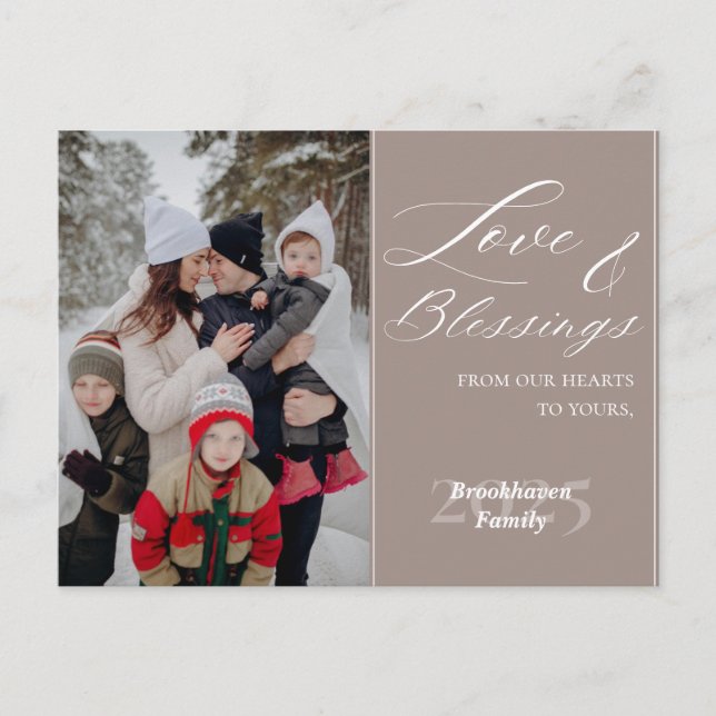 Cartão Postal De Festividades Elegant Script Custom Family Name Year 1 Photo (Frente)