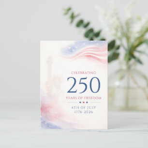 Cartão Postal De Festividades Elegante 250º Dia da Independência Americana 4 de