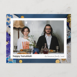 Cartão Postal De Festividades Elegante Blue Happy Hanukkah Family 1 Foto