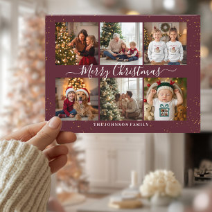 Cartão Postal De Festividades Elegante Colagem de Fotos de Natal