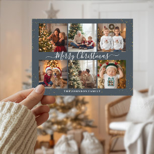 Cartão Postal De Festividades Elegante Colagem de Fotos de Natal
