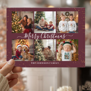 Cartão Postal De Festividades Elegante Colagem de Fotos de Natal