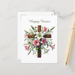 Cartão Postal De Festividades Elegante Cruz de Felz pascoa