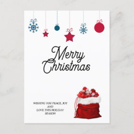 Cartão Postal De Festividades Elegante em branco e vermelho | Feliz Natal