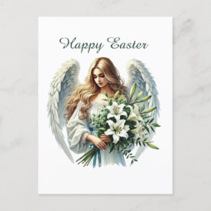 Cartão Postal De Festividades Elegante Felz pascoa de Anjo Religioso