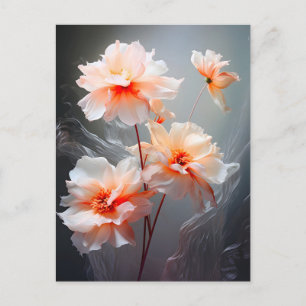 Cartão Postal De Festividades Elegante Flor de Rosa Abstrata com Fluxo Nebuloso