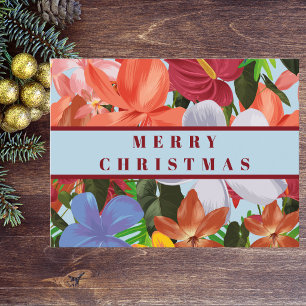 Cartão Postal De Festividades Elegante Floral de Natal Moderno em Aquarela