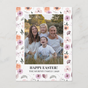 Cartão Postal De Festividades Elegante Foto Colorida Floral Simples da Família d