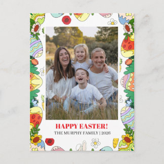 Cartão Postal De Festividades Elegante Foto Colorida Simples de Família de Pásco