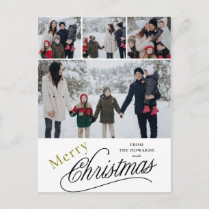 Cartão Postal De Festividades Elegante Foto de Família de Natal Minimalista Mode