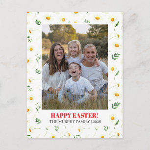 Cartão Postal De Festividades Elegante Foto de Família de Páscoa Floral Colorida
