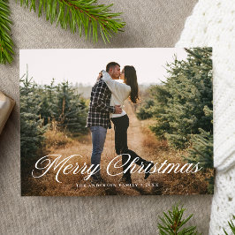 Cartão Postal De Festividades Elegante Foto de Natal com Letra de Caligrafia