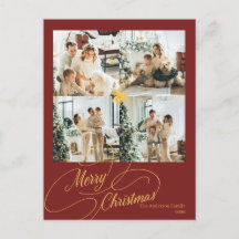 Elegante Foto de Natal Vermelho e Dourado - 
