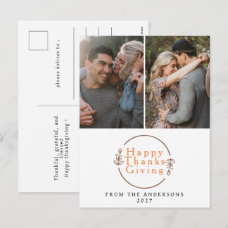 Cartão Postal De Festividades Elegante Foto Moderno Dia de Ação de Graças Outono
