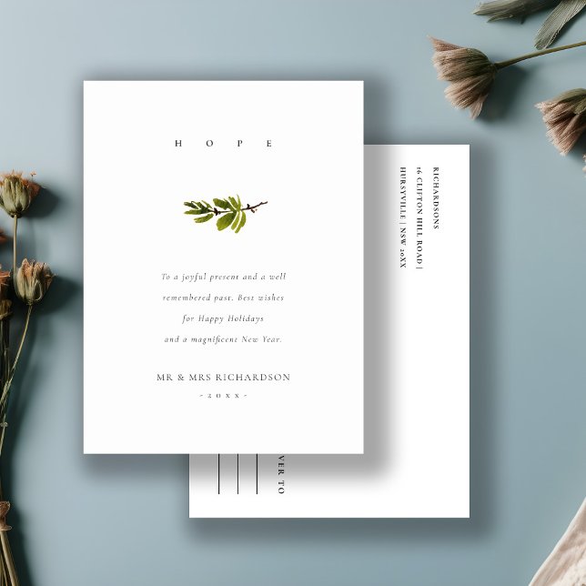 Cartão Postal De Festividades Elegante Galho de Pinheiro de Natal Esperança Mini (Criador carregado)