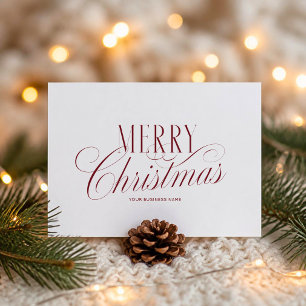Cartão Postal De Festividades Elegante Logotipo Empresarial Natal Vermelho Scrip