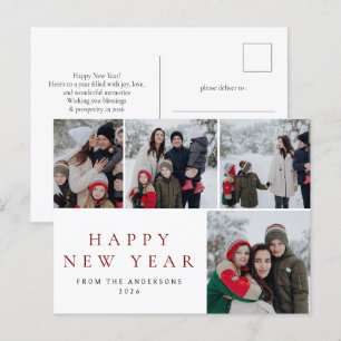 Cartão Postal De Festividades Elegante Mínimo Ano Novo Saúde Família 4 Foto