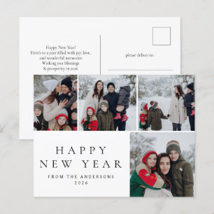 Cartão Postal De Festividades Elegante Mínimo Ano Novo Saúde Família 4 Foto