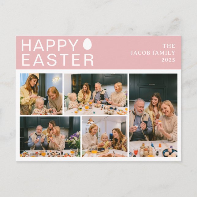 Cartão Postal De Festividades Elegante Modern Blessing Family Cinco fotos (Frente)