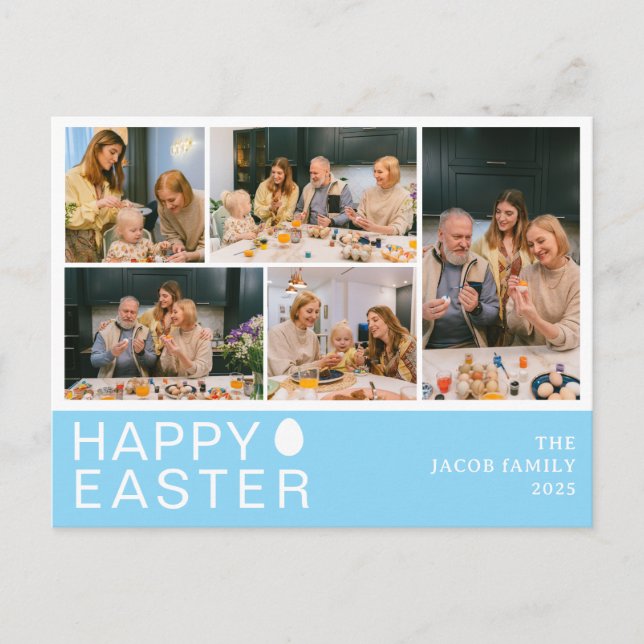 Cartão Postal De Festividades Elegante Modern Blessing Family Cinco fotos (Frente)