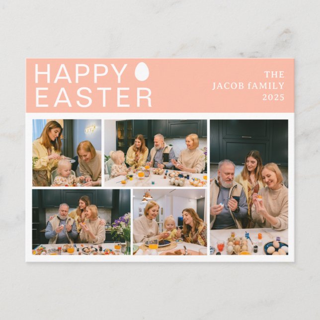 Cartão Postal De Festividades Elegante Modern Blessing Family Cinco fotos (Frente)