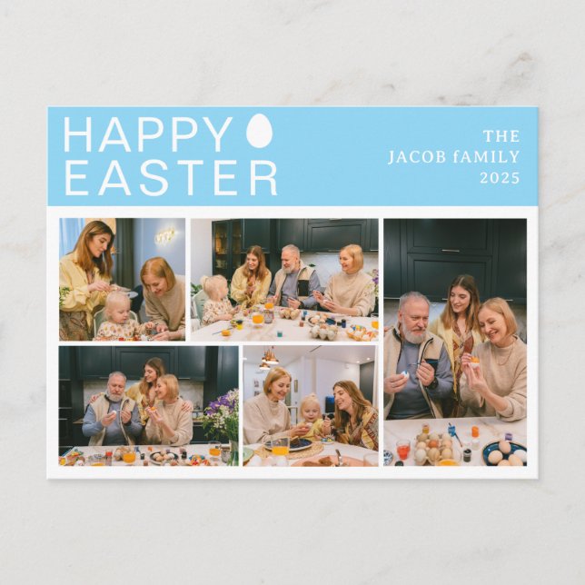 Cartão Postal De Festividades Elegante Modern Blessing Family Cinco fotos (Frente)