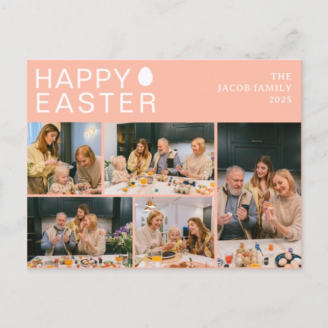 Cartão Postal De Festividades Elegante Modern Blessing Family Cinco fotos (Frente)