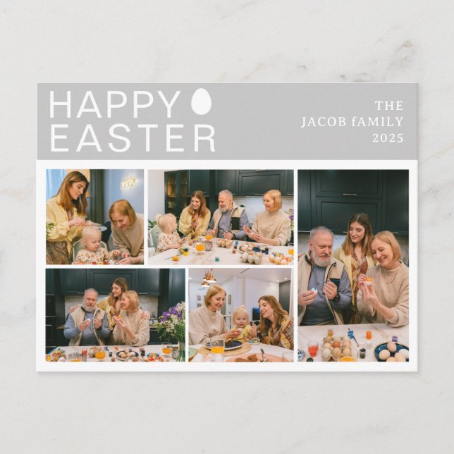 Cartão Postal De Festividades Elegante Modern Blessing Family Cinco fotos (Frente)