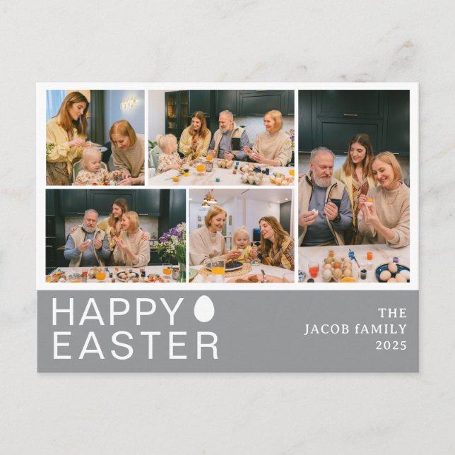 Cartão Postal De Festividades Elegante Modern Blessing Family Cinco fotos (Frente)