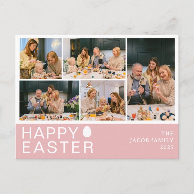 Cartão Postal De Festividades Elegante Modern Blessing Family Cinco fotos (Frente)