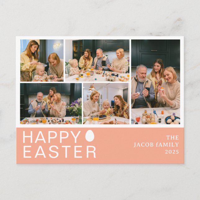 Cartão Postal De Festividades Elegante Modern Blessing Family Cinco fotos (Frente)