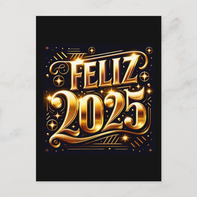 Cartão Postal De Festividades Elegante Mufely Año Nuevo 2025 (Frente)