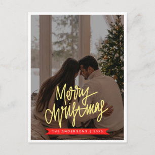 Cartão Postal De Festividades Elegante Natal Minimalista Foto de Família Moder