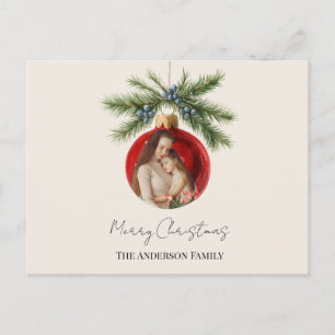 Cartão Postal De Festividades Elegante Ornamento de Natal em Aquarela Foto da Fa