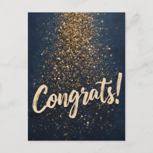Cartão Postal De Festividades Elegante "Parabéns!" Saudação com o Ouro Confetti