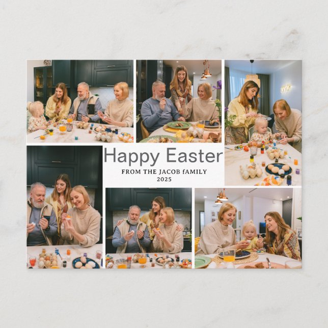 Cartão Postal De Festividades elegante Páscoa moderna de bênção Seis foto (Frente)